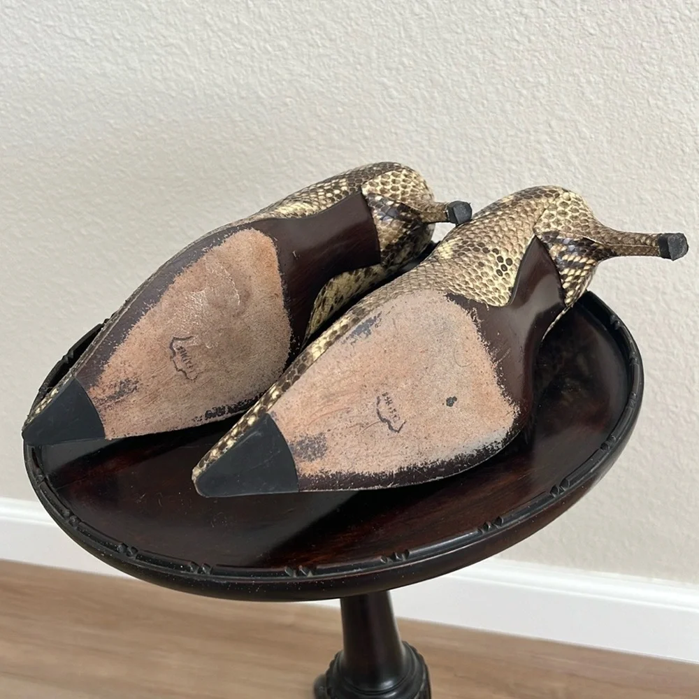Stuart Weitzman Pointed Toe Python Pumps - Picture 4 of 4